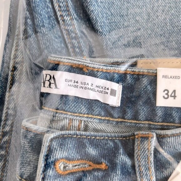 Zara, Women's Relaxed Fit Low Rise Jeans - Blue. Size: 2 (US). NWT (1634) - Picture 5 of 11